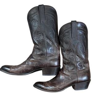Lucchese Classics Handmade cowboy boot men's 11.5 brown embroidered leather EUC